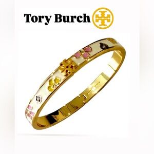 TORY BURCH Multicolored Flowers Enamel  Bracelet NWT Dust bag included